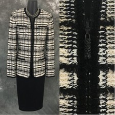 BEAUTIFUL St John collection knit jacket black white gold suit blazer size 6