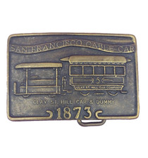 San Francisco Cable Car Brass Belt Buckle Clay St Hill Car Dummy 1873 Vintage