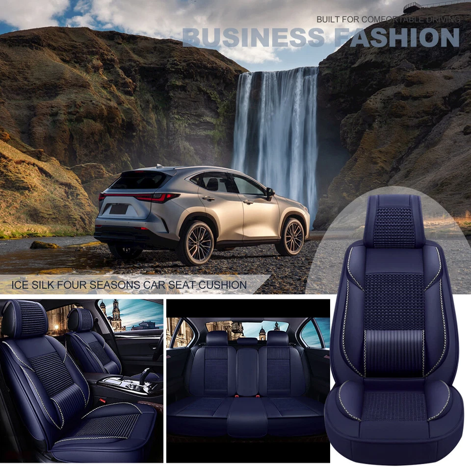Car Seat Covers 5-Seats for Audi PU leather Cushion MH111 Blue Foto 2 de 4