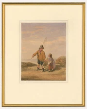 Early 19th Century Watercolour - The Fisherman's Children