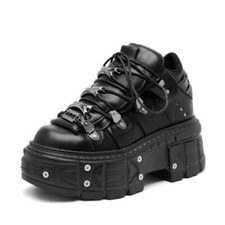 Zapatos de plataforma de altura de tacón de roca negro estilo punk gótico para hombre zapatillas suela gruesa