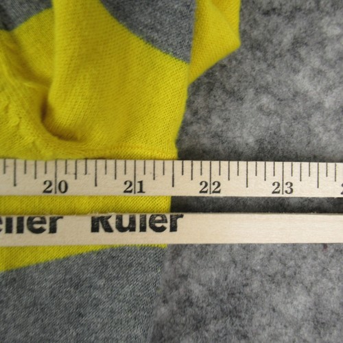 Old Navy Sweater Women Extra Large Gray Yellow Striped Lightweight Elbow Patches - Picture 10 of 12