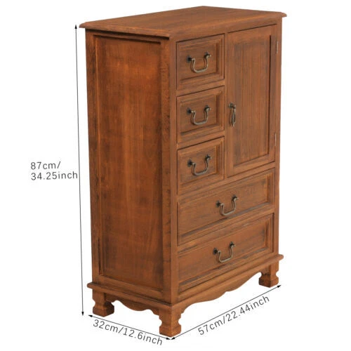 5 Drawers Dresser Wooden Storage Dressers Chests of Drawers for Bedroom Home - Image 4 of 4