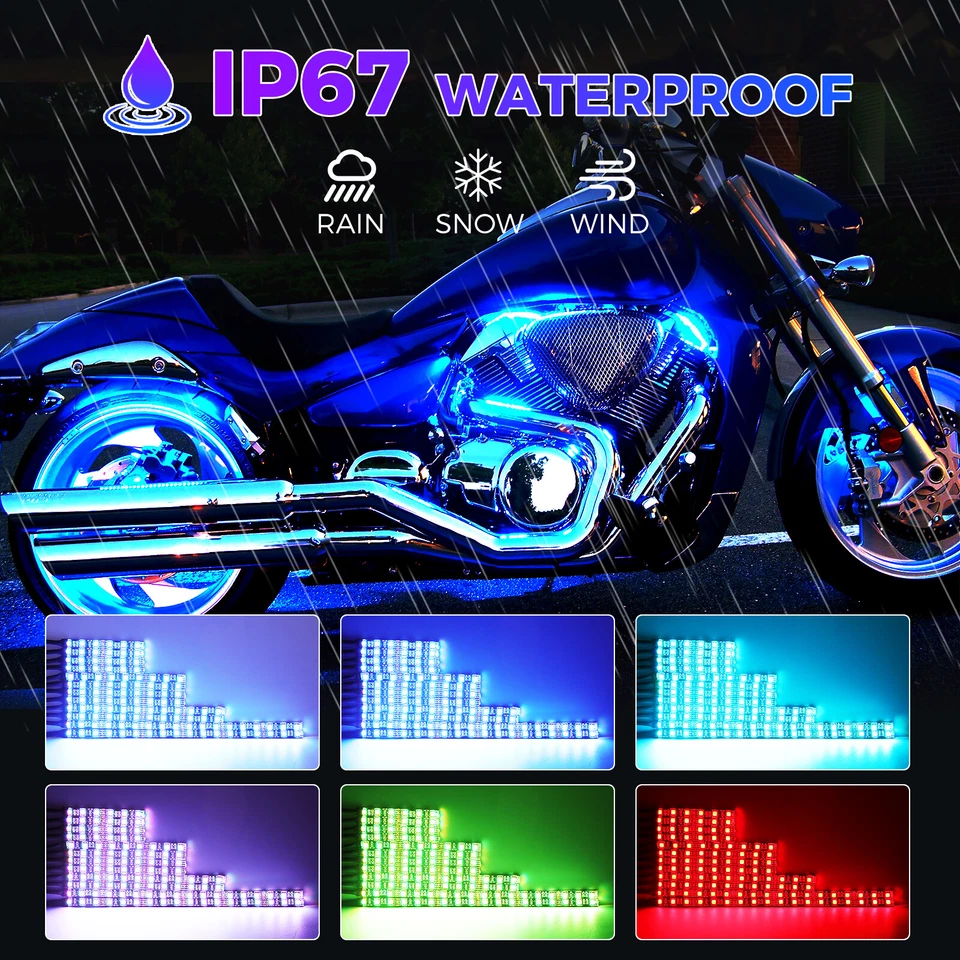 Kit de 12 luces de tira de resplandor RGB para motocicleta + control remoto para Victory Cross Country Foto 4 de 4