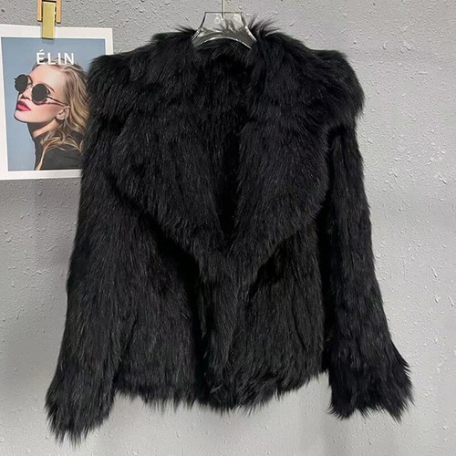 Damen Strick Echt Pelz Mantel Luxus Anzug Revers Dick Warm Mode Kurzjacke - Bild 25 von 36