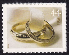 2009 WEDDING RINGS STAMP USPS 44 CENT GOLD RING SELF ADHESIVE UNUSED POSTAGE MNH