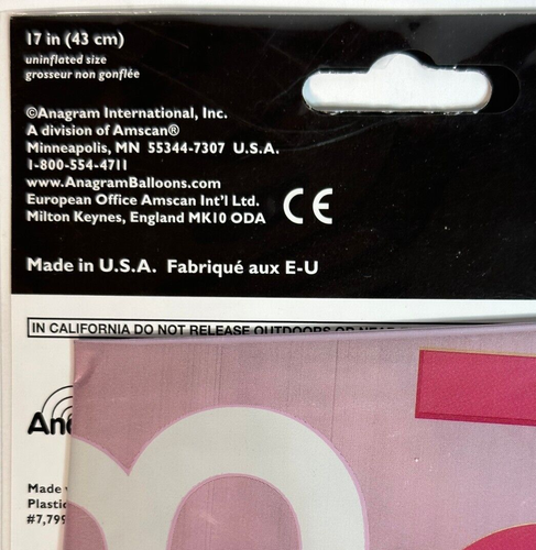 Anagram Little Baby Girl Foil Balloon 17” Square New Sealed - Picture 3 of 3