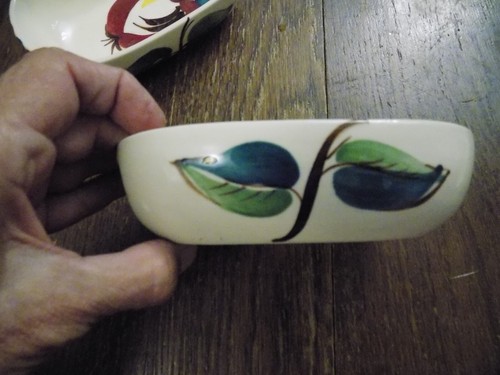 Vtg Lot set 4 Purinton Slip Ware Relish Serving round Oval Bowls Apple Leaf MCM - Picture 9 of 13