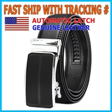 New Genuine Leather Mens Ratchet Belt Belts For Men Adjustable Automatic Buckle