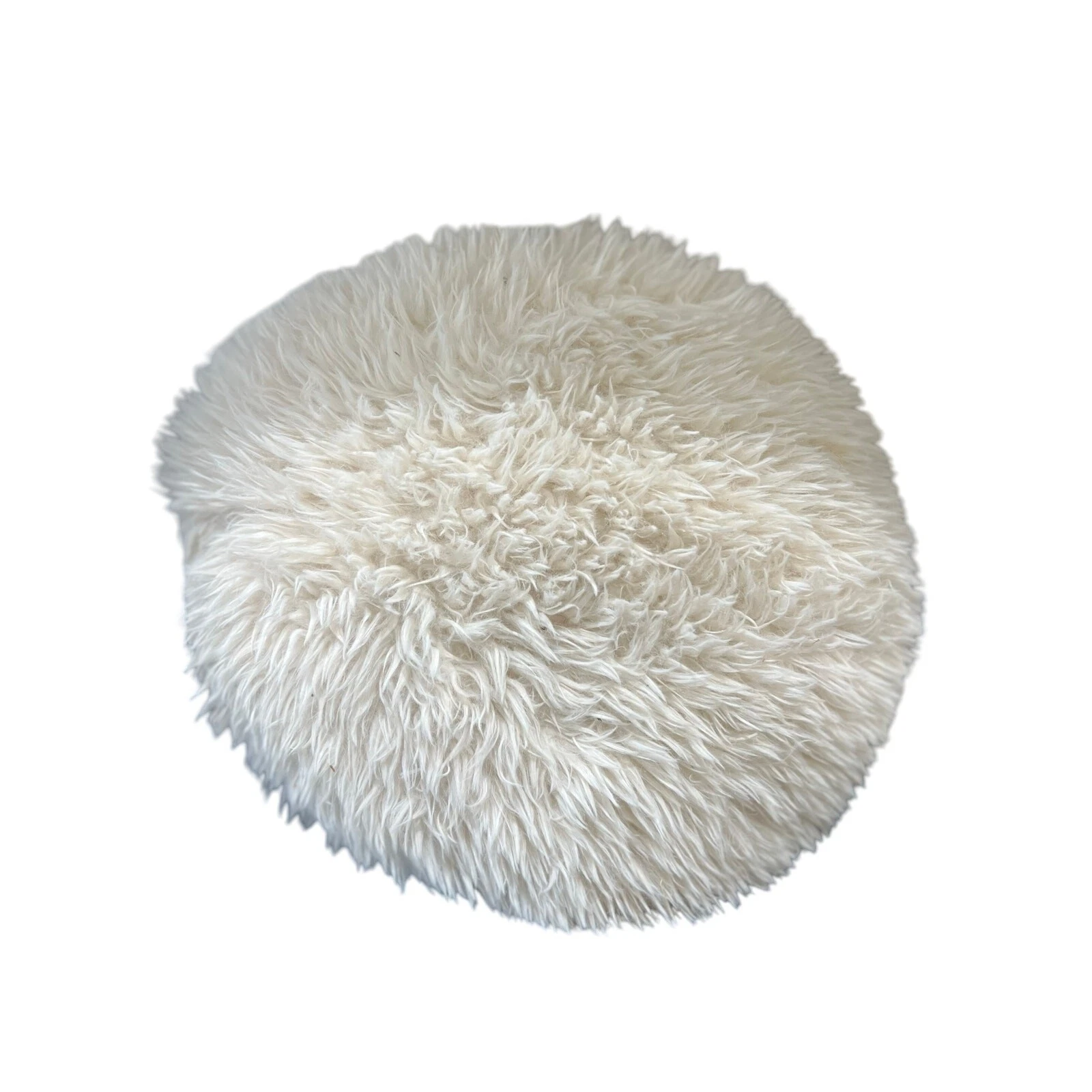 White Fuzzy Round Throw Pillow