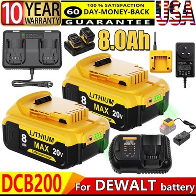 For DeWalt 20V Max XR 8.0AH Lithium-Ion Battery  Charger DCB205-2 DCB204 DCB200