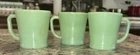 3 Vintage 1940s Fire King Jadeite D Handle Mug
