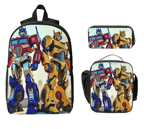 Boys Transformers Bumblebee Backpack Insulated Lunch Bag Pencil Case Set