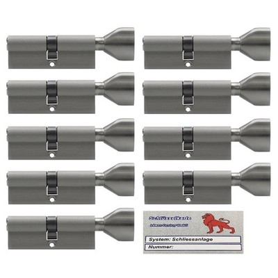 9x Knaufzylinder 90 mm 45/45 +10 Schlüssel Gleichschließend mit Schlüsselkarte