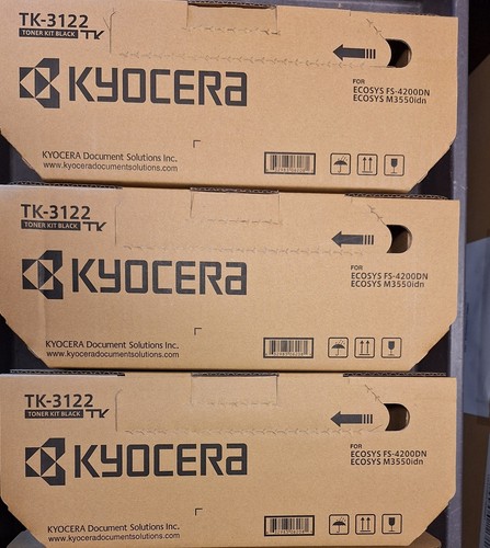 Kyocera TK-3122 Toner Cartridge - Black (x3) You Receive 3 Toners NEW SEALED - 第 1/1 張圖片
