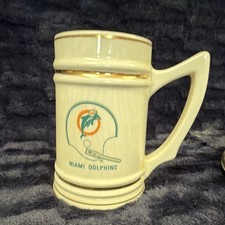 Miami Dolphins Football Ceramic Mug Stein Cup White Gold Trim Helmet Logo