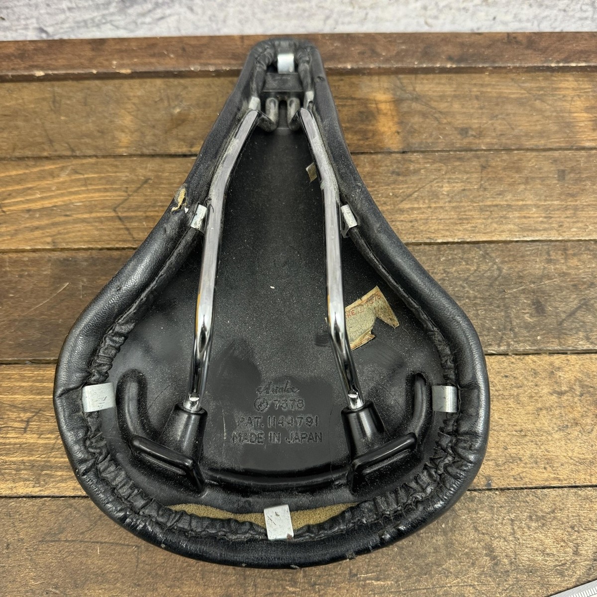 Vintage Ariake Univega Bicycle Saddle Seat Black Diamond Stitch
