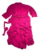 Natori Womens Robe Size Large Belted 3/4 Sleeve Magenta Pink