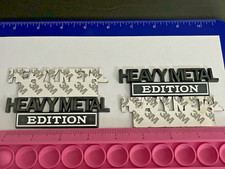 Pair Set Heavy Metal Edition Emblem 3D Fender Badge Decal Sticker Black White