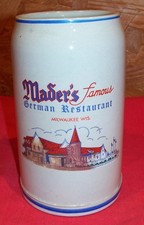 Vintage German Beer Stein Maders Famous German Restaurant Milwaukee WI Mug Glass