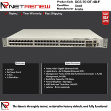 DCS-7010T-48-F  Arista48-Port Gigabit Ethernet w/2x PSU Switch Tested