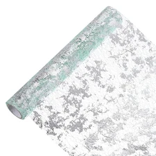 9 Feet Table Runner, Sequin Gold Foil Thin Mesh Table Decor, Light Green Silver