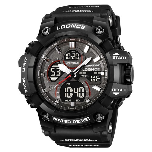 LOQNCE 98007 Herrenuhr Analog Digital 50M Wasserdicht Leuchtendes Kalenderband - Bild 14 von 14
