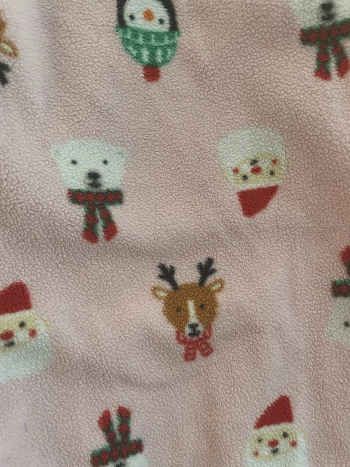 Carter's Kid Girl Cute Santa Reindeer Bear Cozy Fleece Christmas PJ Pants Pink 8 - Image 4 of 4