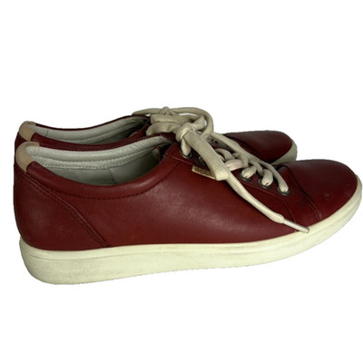 Ecco Sneaker Womens Size 8 Extra Width Red Leather Comfort Cushioned Casual