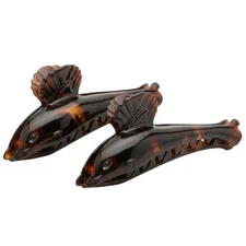 Parcelona French Dolphin Hair Claw 2.25" Tortoise Shell Acetate Jaw Clip Set of