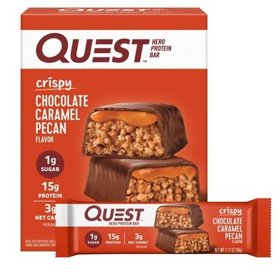 Quest Nutrition Crispy Chocolate Caramel Pecan Hero Protein Bar, 15g Protein,...