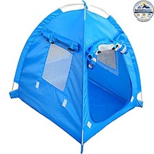 Foldable Pet Tent Dog Cat House Blue M Oxford Cloth Mesh Indoor Outdoor