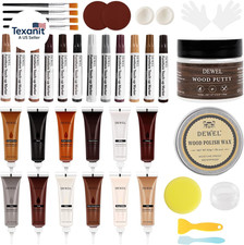 Wood Furniture Repair Kit 40 Pcs, 12 Colors Wood Filler and Touch up Markers, Wo