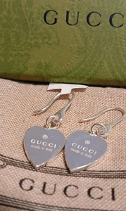 Boucles d'oreilles neuves GUCCI argent 925 coeur GG accessoires ITALIE authentique boîte sac