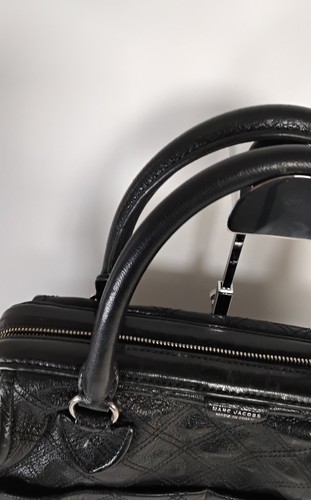 Marc Jacobs Black Leather Top Handle Bag Made in Italy Pouches Flaw - Picture 10 of 24