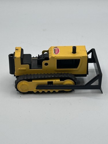 Vintage 1970-73 Tiny Tonka Toys USA Pressed Steel Yellow Bulldozer Toy CAT 4” L