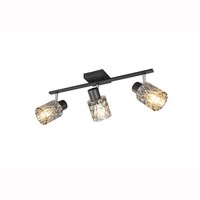 Deckenlampe Deckenleuchte Verstellbar Metall Schwarz Matt Glas Rauchfarben L55Cm