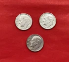 (3) 1964 D Roosevelt Dime 10c - 90% Silver US Dime 10 Cent Red 2