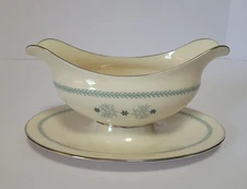 Lenox Charmaine Gravy Boat with Attached Under Plate Vintage