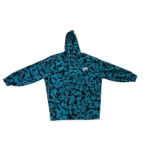 Yitty Fabletics Lizzo Major Label Oversized Hoodie Teal Black Dancing Lady NWOT - Picture 9 of 14