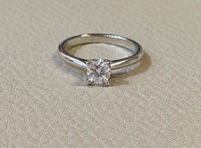 925 Sterling Silver Cushion-Cut Simulated Diamond Solitaire Ring P 1/2