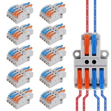 Wire Connectors 2 in 4 Out Lever Nuts Quick Pushin Terminal Blocks 2812 AWG 10