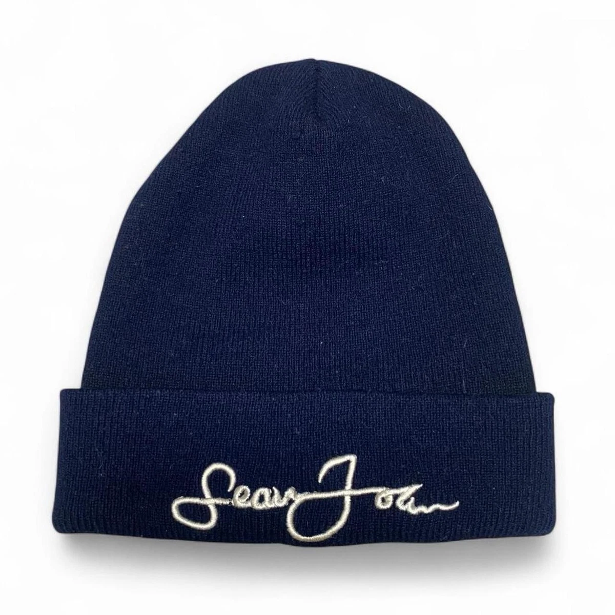 Sean John Vintage SJ Logo Y2K Millennium Ribbed Wool Beanie Hat with Pom Hot sean john beanie - Official Online Store main image 3