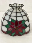 Vintage Tiffany Style Stained Poinsettia Lamp Shade, 4.75" Tall