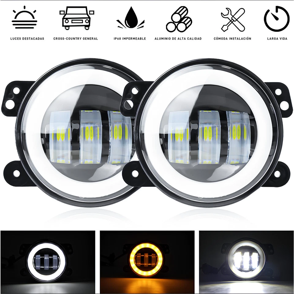 Par de luces antiniebla LED redondas de 4 pulgadas parachoques delantero para 94-01 Dodge RAM 1500 2500 3500 Foto 2 de 4