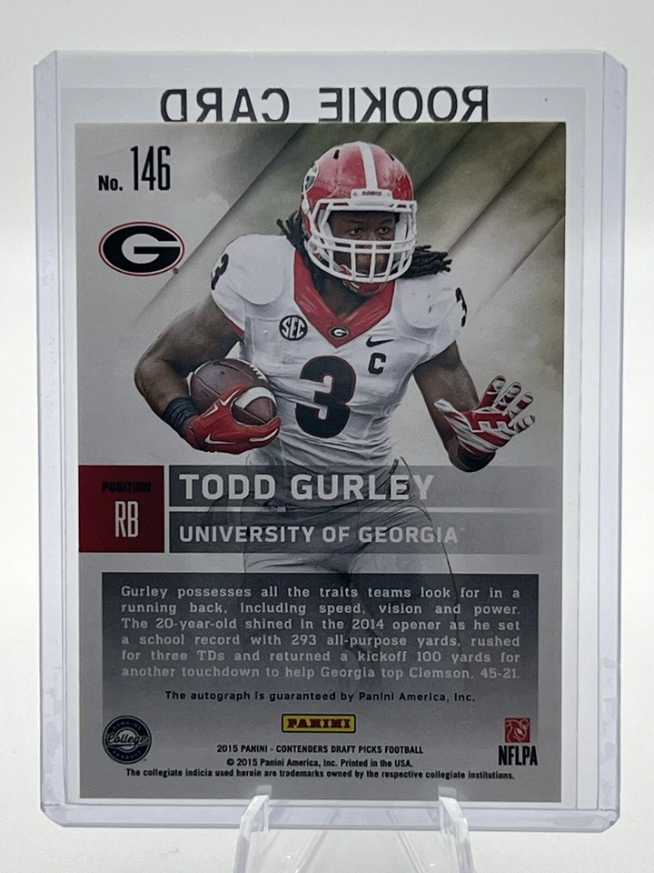 Boleto de temporada 2015 Panini Contenders Todd Gurley automático radiocontrol Foto 2 de 2