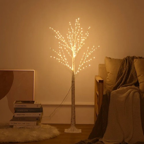 LED Lighted Birch Christmas Tree 5/4/2ft - Warm White Xmas Battery Fairy Lights - Picture 11 of 13