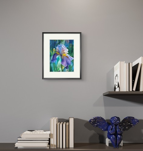 Iris Blume Aquarell Gemälde Original Blumenkunst Lila Blumen Botanische Kunst - Bild 7 von 7