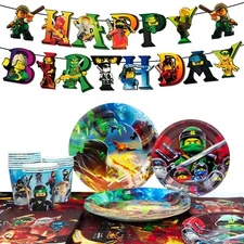 66 Pcs Ninjago Birthday Party Decorations Ninjago Party Supplies Plates Cups