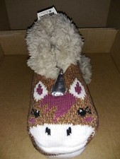 Ladies Secret Treasure Brown/Purple Unicorns Slippers Socks size 4-10 1 pair